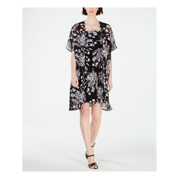 CALVIN KLEIN Tops - CALVIN KLEIN Womens Black Sheer Short Sleeve Open Cardigan Party Top Petites 12P